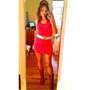 2010s Vintage Verty/ModCloth Red Racerback Body-Con Bandage Mini Dress, Small